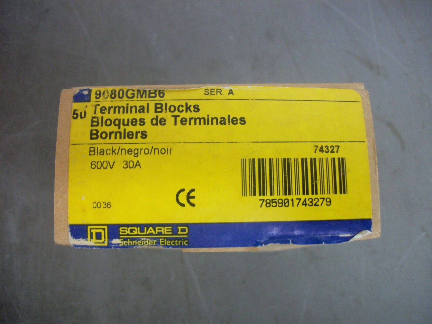 SQUARE D BOX OF 50 TERMINAL BLOCKS 9080GMB6 30AMP 600VOLT NIB
