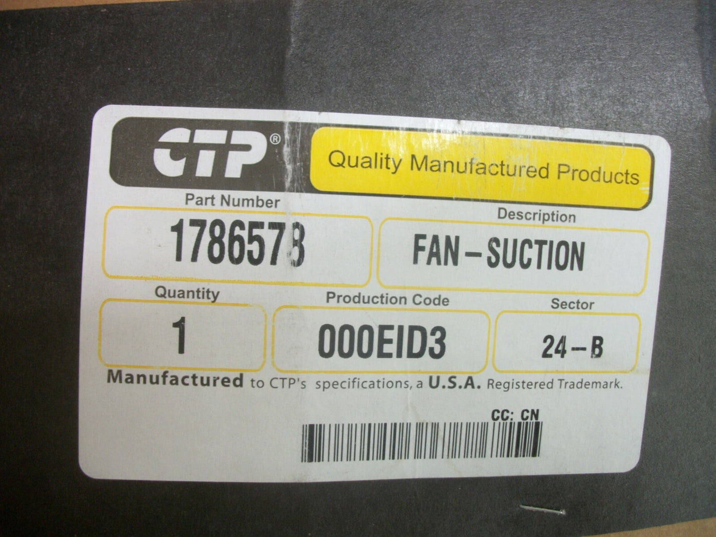 CAT SUCTION FAN 1786578 NIB