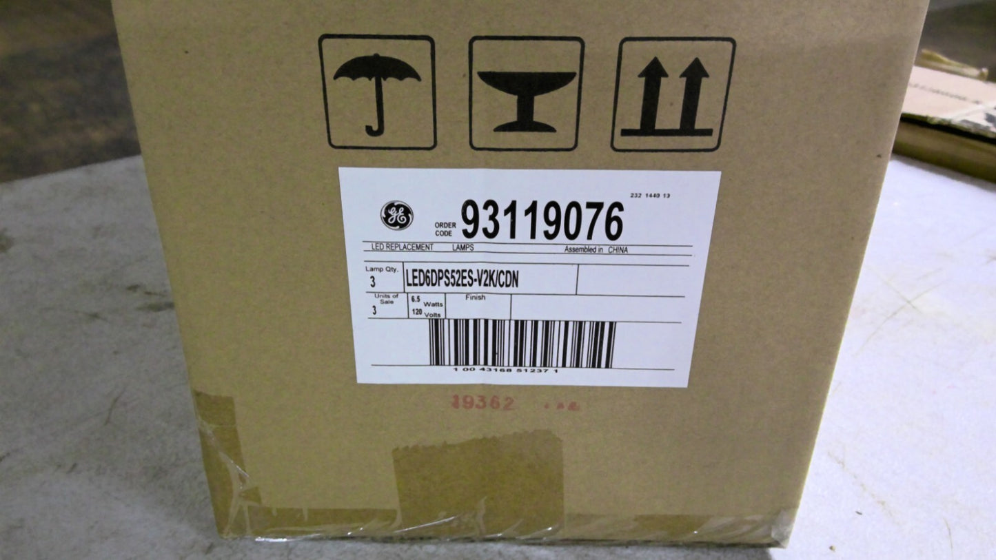 GE 93119076 BOX OF 3 LED LAMPS LED6DPS52ES-V2K/CDN 6.5W 120VOLT NIB