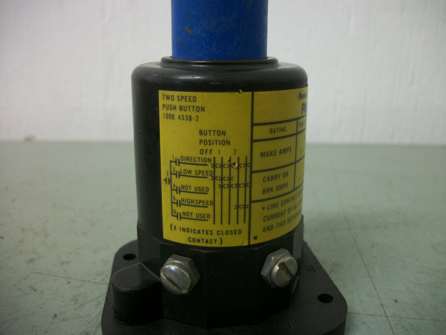 P&H HARNISCHFEGER TWO-SPEED PUSHBUTTON 100E 4538-2 125VAC NOB