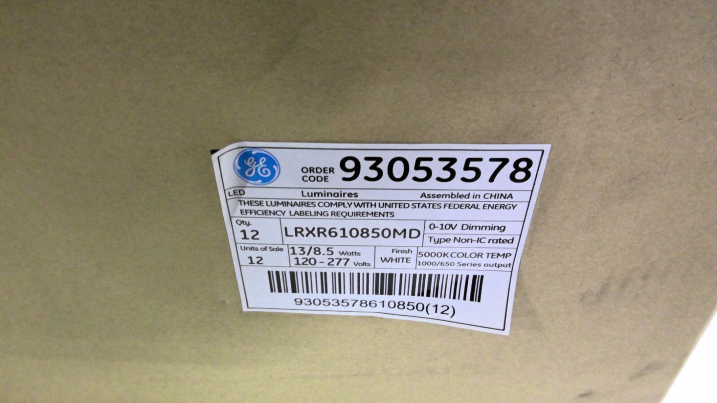 GE 93053578 BOX OF 12 LED LUMINAIRES LRXR610850MD 120-277V NIB