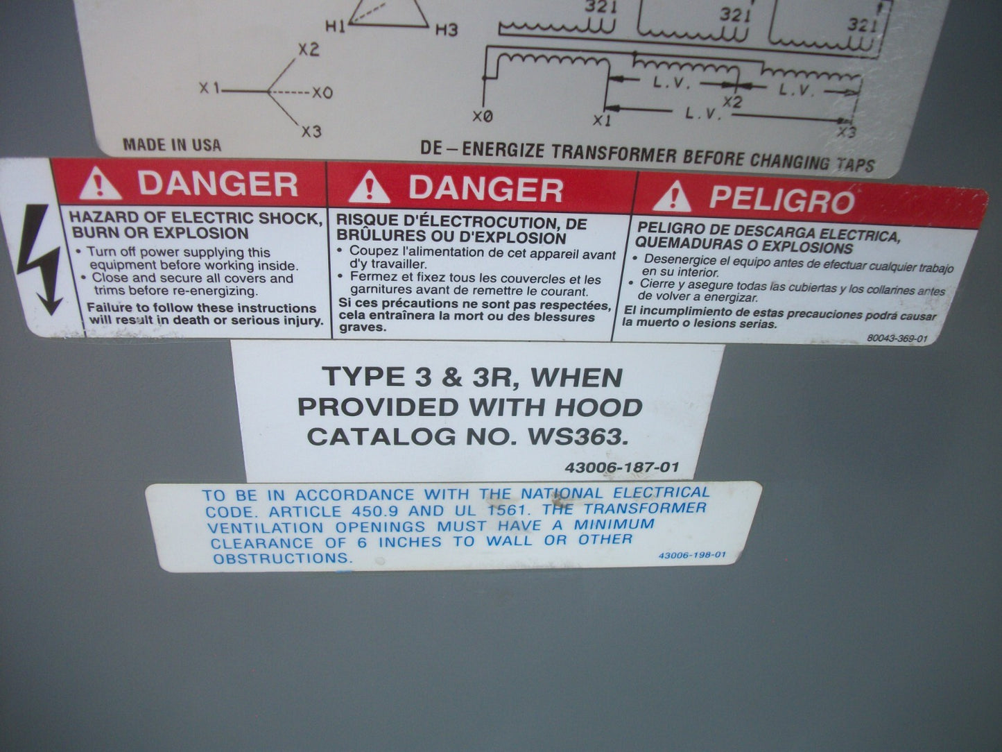 SQUARE D SORGEL 7.5KVA 3PH TRANSFORMER 7T145HDIT HV 460 LV 460Y266 REFURB