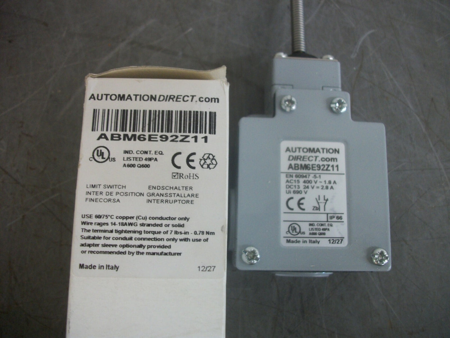 AUTOMATION DIRECT LIMIT SWITCH ABM6E92Z11 NIB