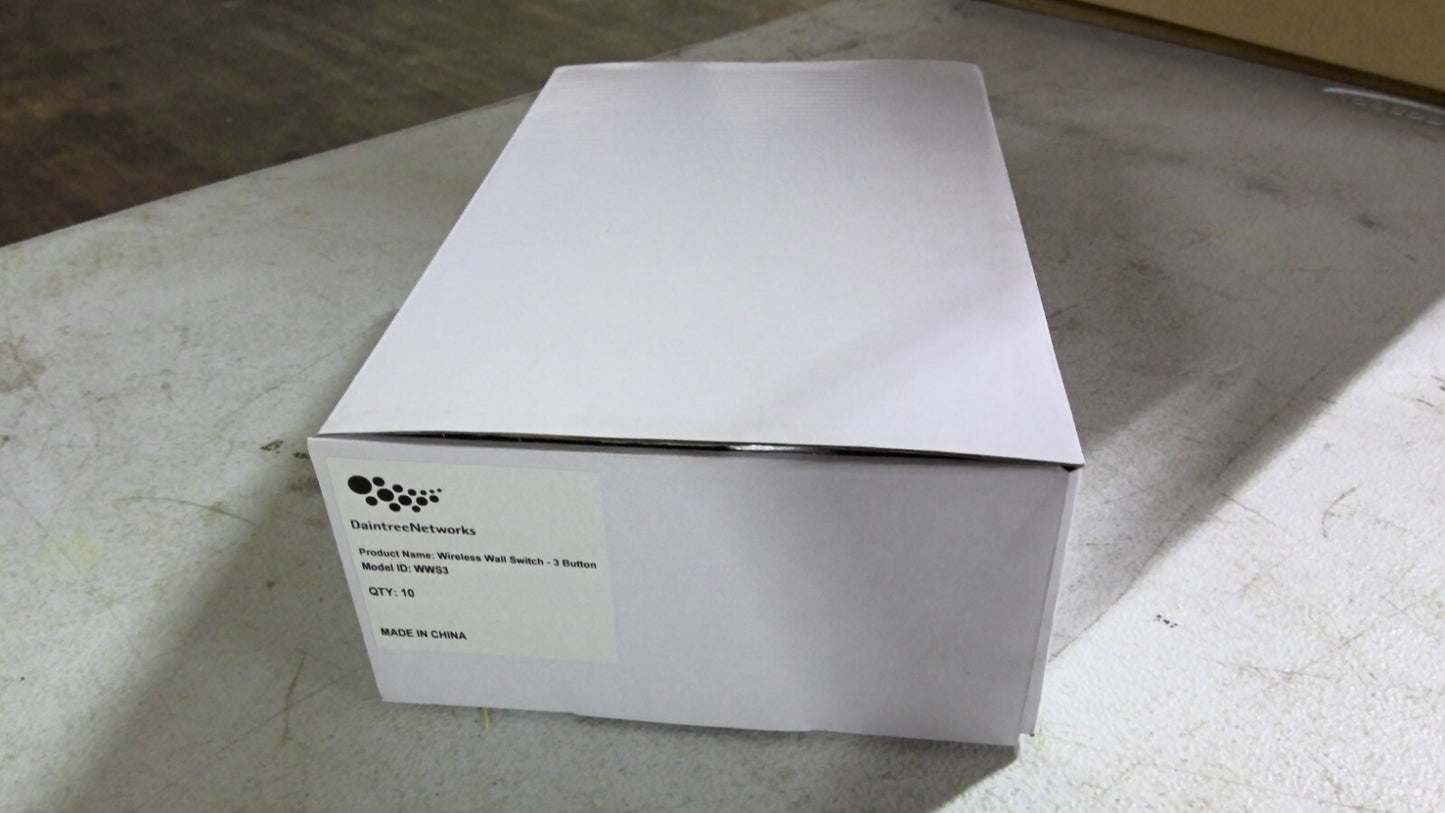 DAINTREE NETWORKS BOX OF 10 3-BUTTON WIRELESS WALL SWITCHES WWS3 NIB