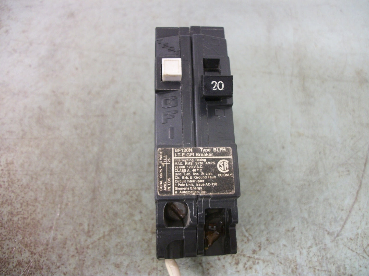 SIEMENS GFCI BLFH BF120H 20AMP 120VOLT 1POLE