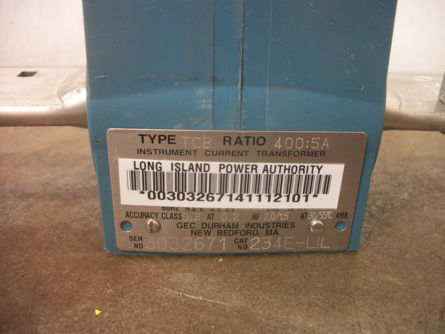 GEC DURHAM INDUSTRIES TCB 400:5 RATIO INSTRUMENT CURRENT TRANSFORMER 234E-LL