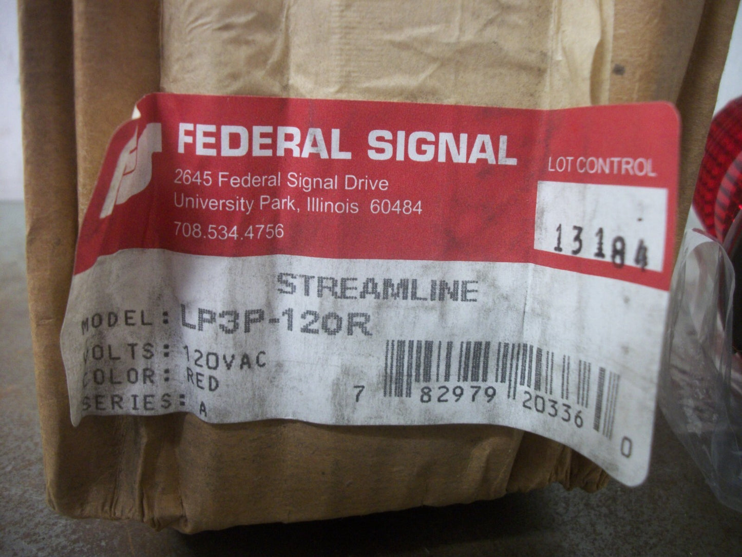 FEDERAL SIGNAL STREAMLINE RED STROBE LIGHT LP3P-120R 120VOLT NIB