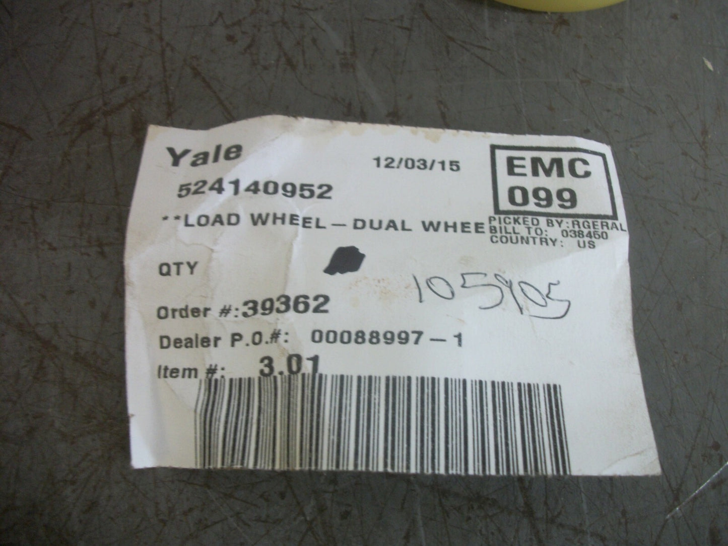 YALE STANDARD POLY WHEEL 524140952 NEW