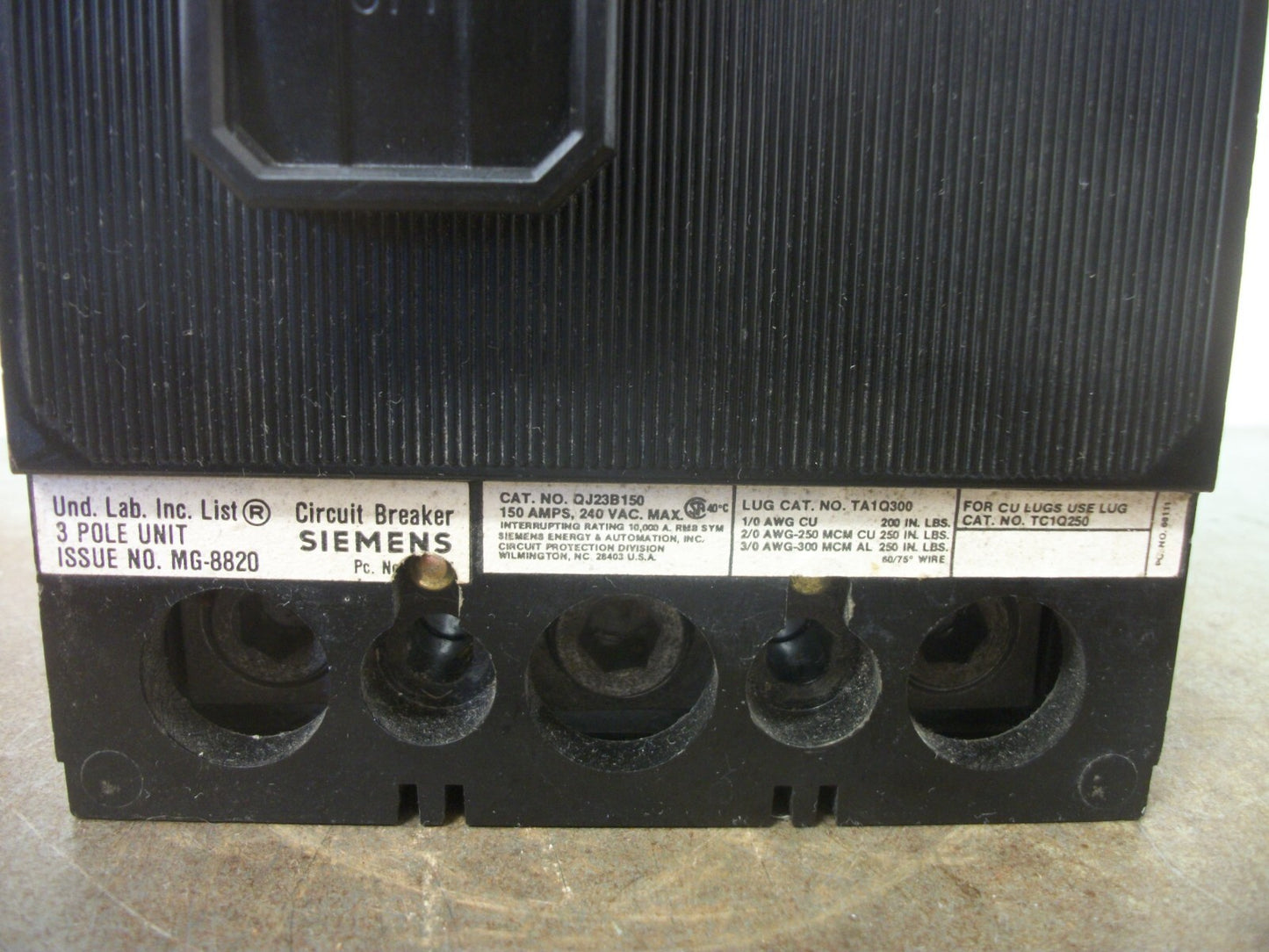 SIEMENS QJ CIRCUIT BREAKER QJ23B150 150AMP 240VOLT 3POLE