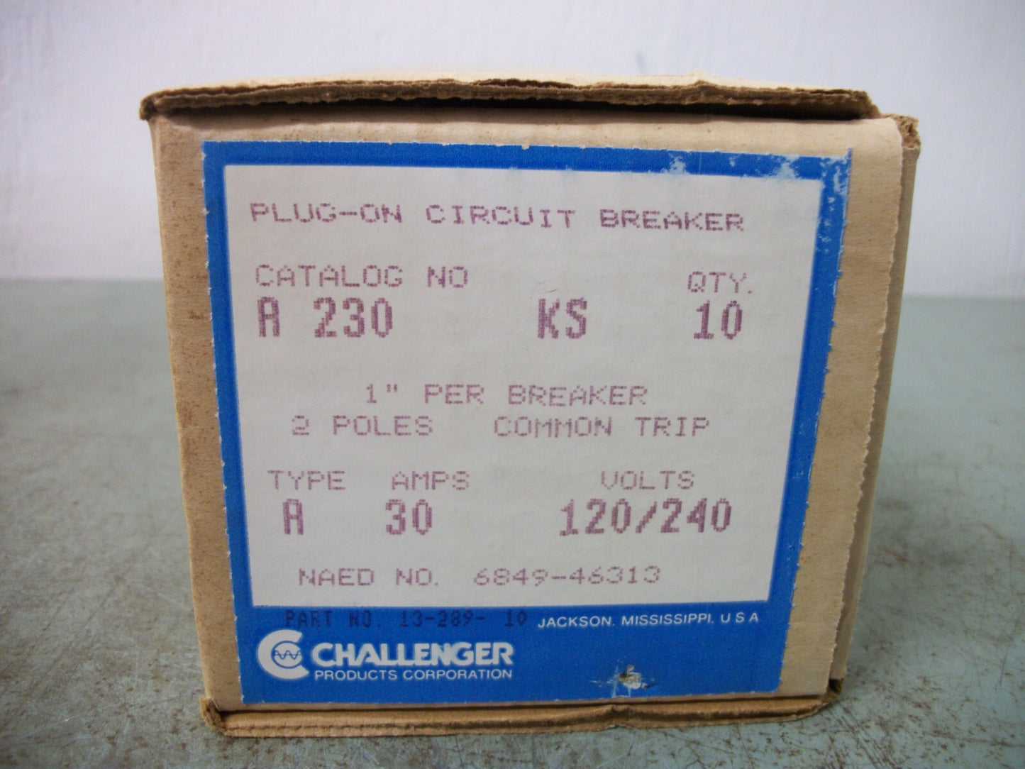 CHALLENGER TYPE A TANDEM CIRCUIT BREAKER A230 30AMP 240VOLT 2POLE NOB