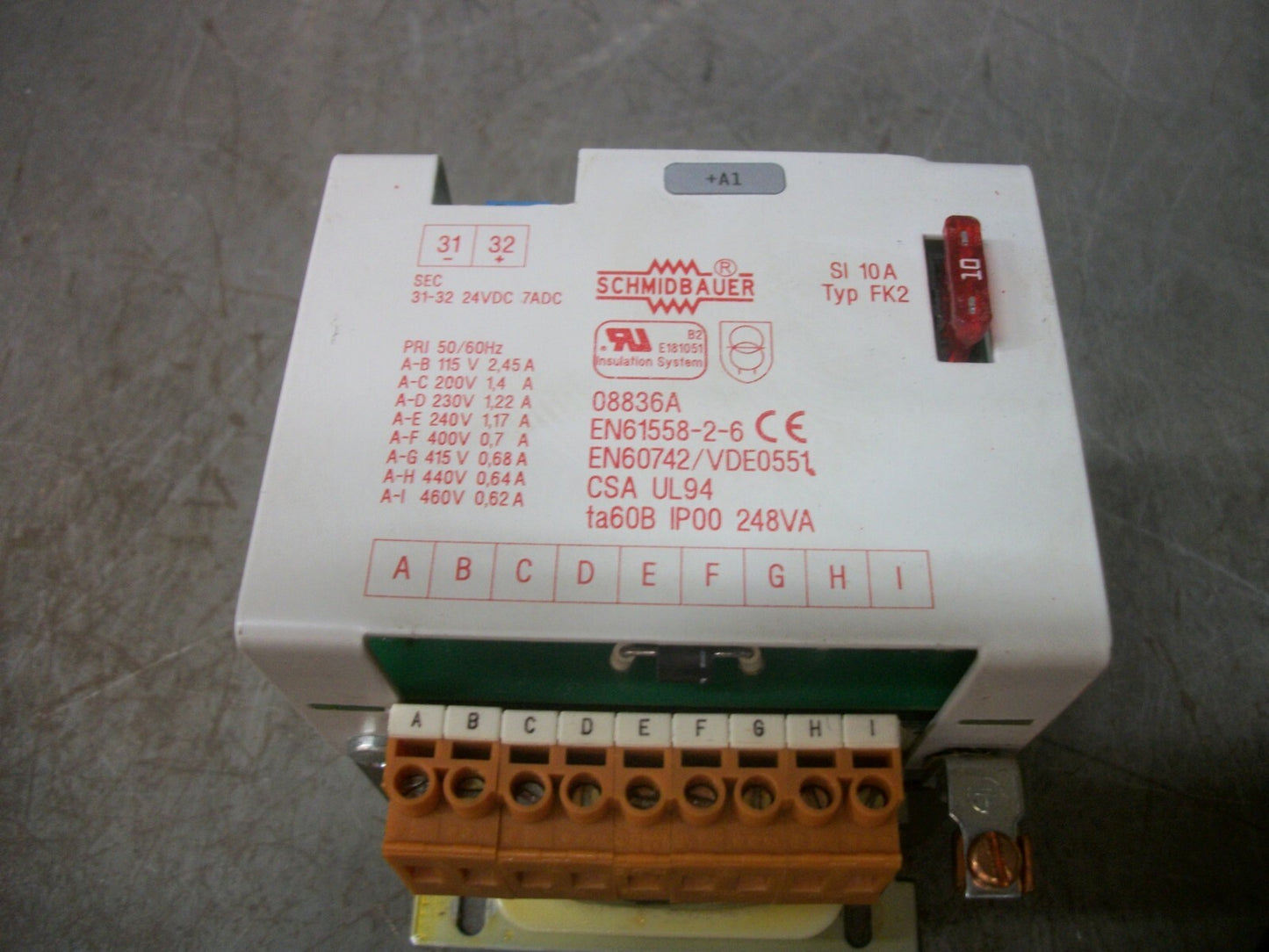 SCHMIDBAUER TRANSFORMER EN61558-2-6 HV 115X460 LV 31/24