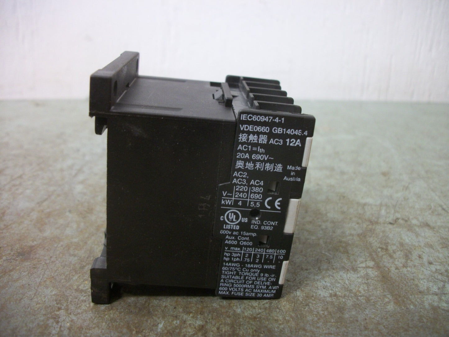 OMRON CONTACTOR J7KNA-12-10 12AMP 230-250VCOIL 3PH 600V 10HP