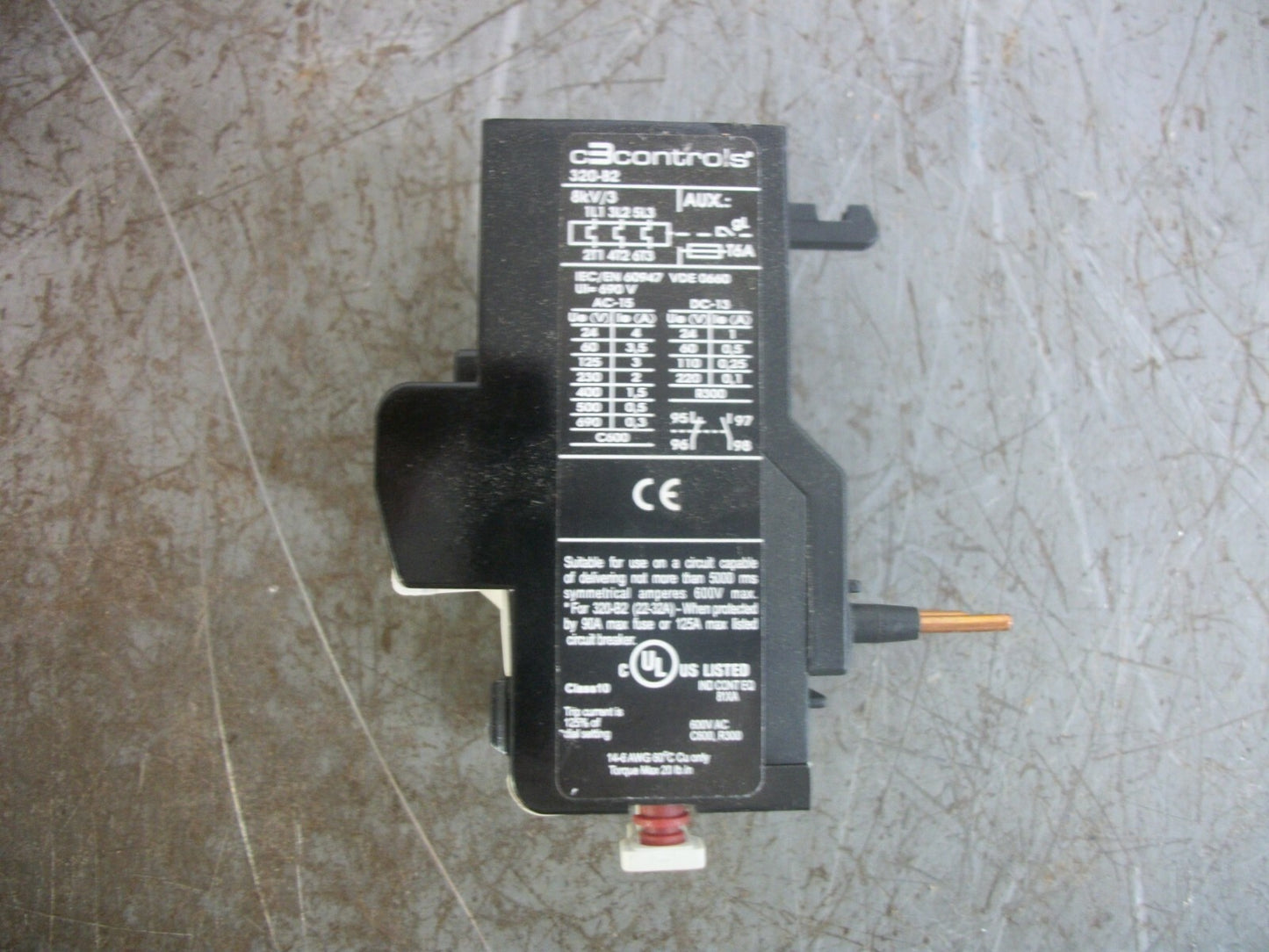 C3 CONTROLS THERMAL OVERLOAD RELAY 320-B2D80 5.6-8AMP