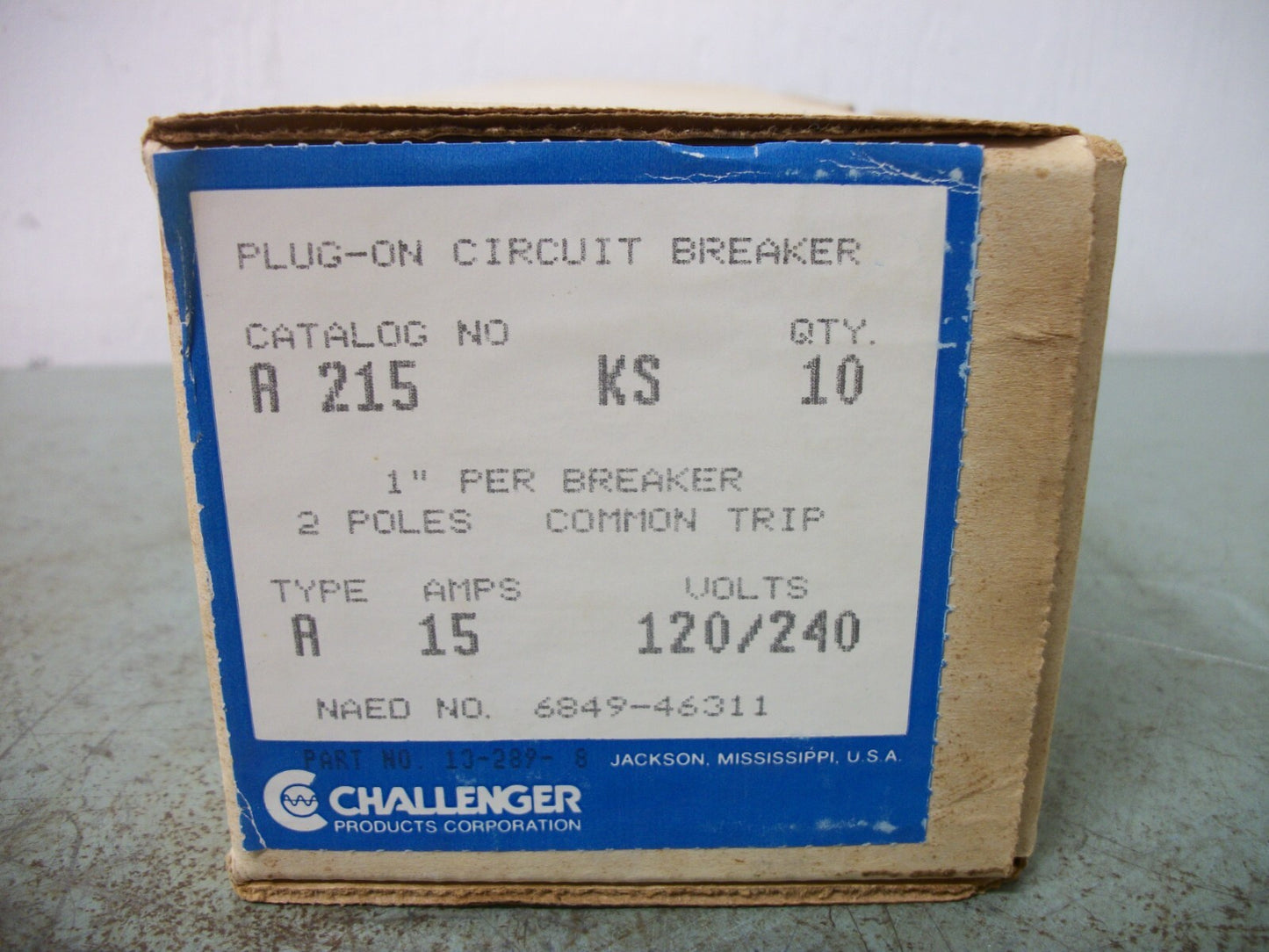 CHALLENGER TYPE A CIRCUIT BREAKER A215 15AMP 240VOLT 2POLE NOB