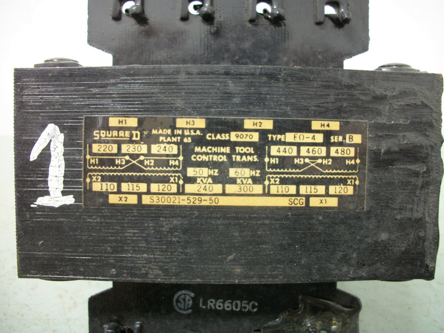 SQUARE D .300KVA 1PH TRANSFORMER 9070EO4 HV 220X480 LV 110/120