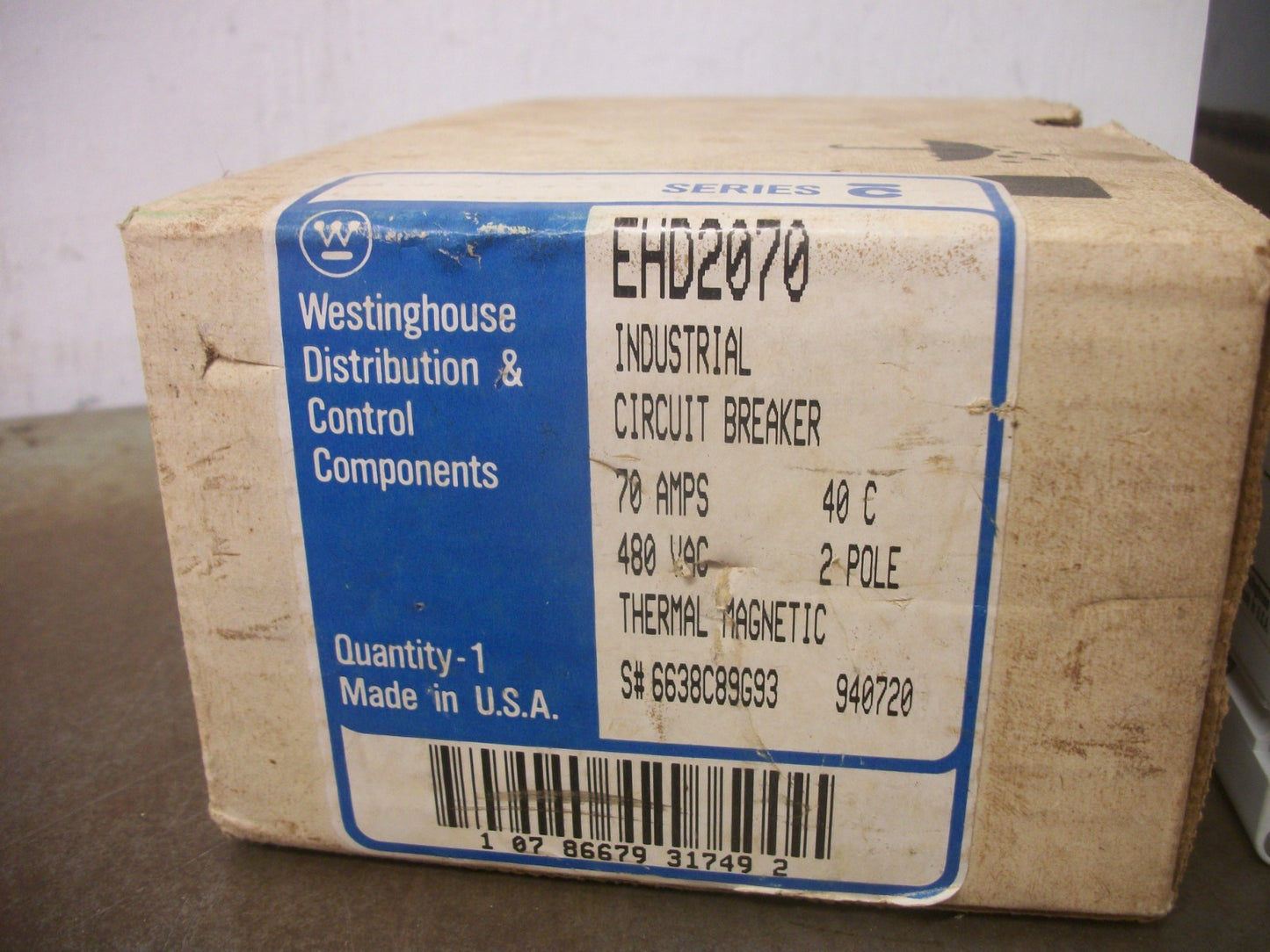 WESTINGHOUSE EHD CIRCUIT BREAKER EHD2070 70AMP 480VOLT 2POLE NIB