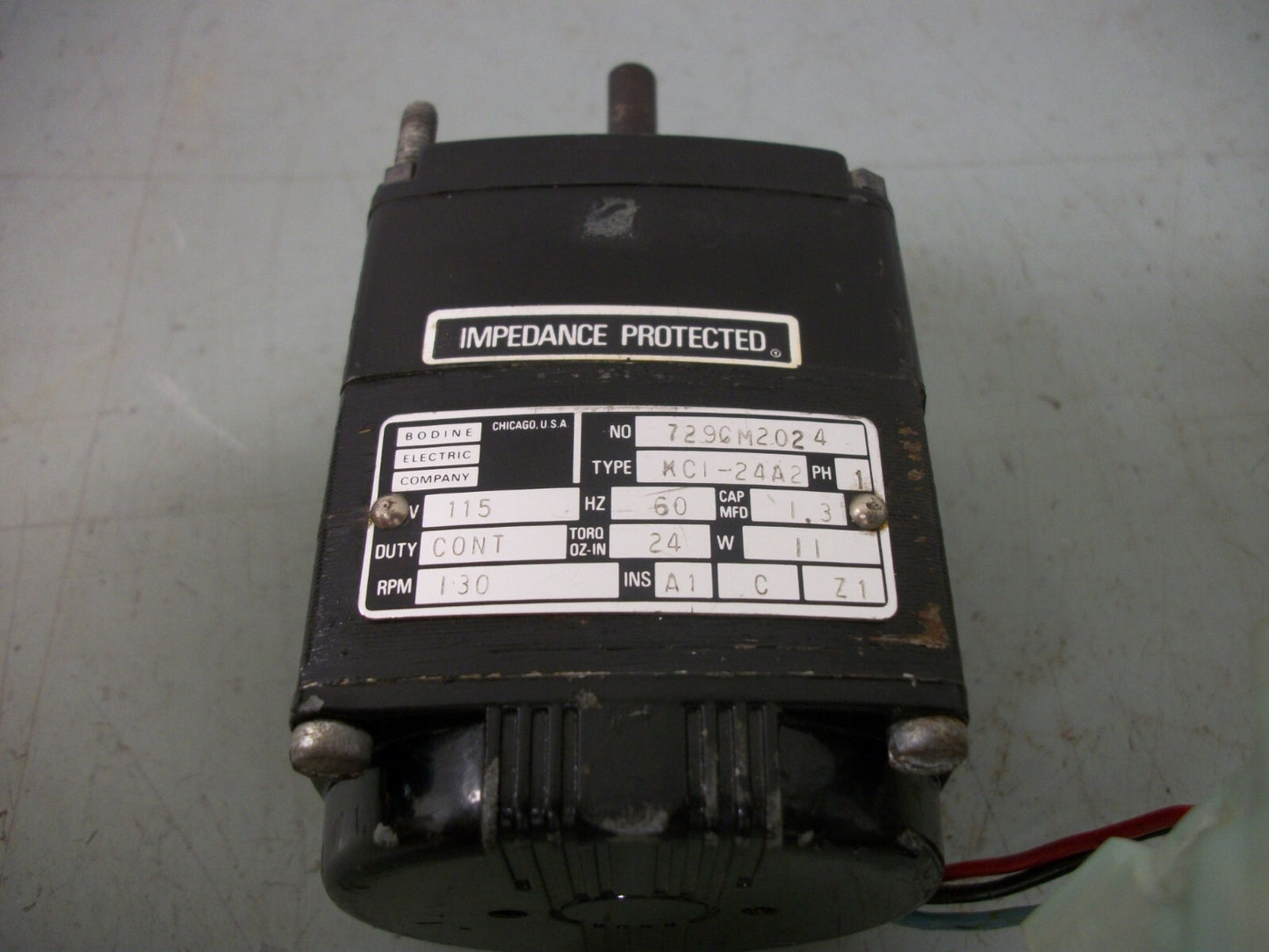 BODINE AC GEARMOTOR KCI-24A2 115VOLT 1PH 130RPM 11WATT