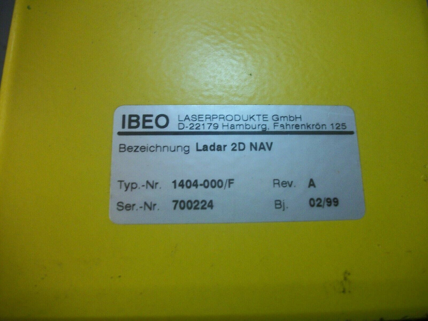 IBEO YELLOW LASER NAVIGATION METER LADAR 2D NAV 1404-000/F