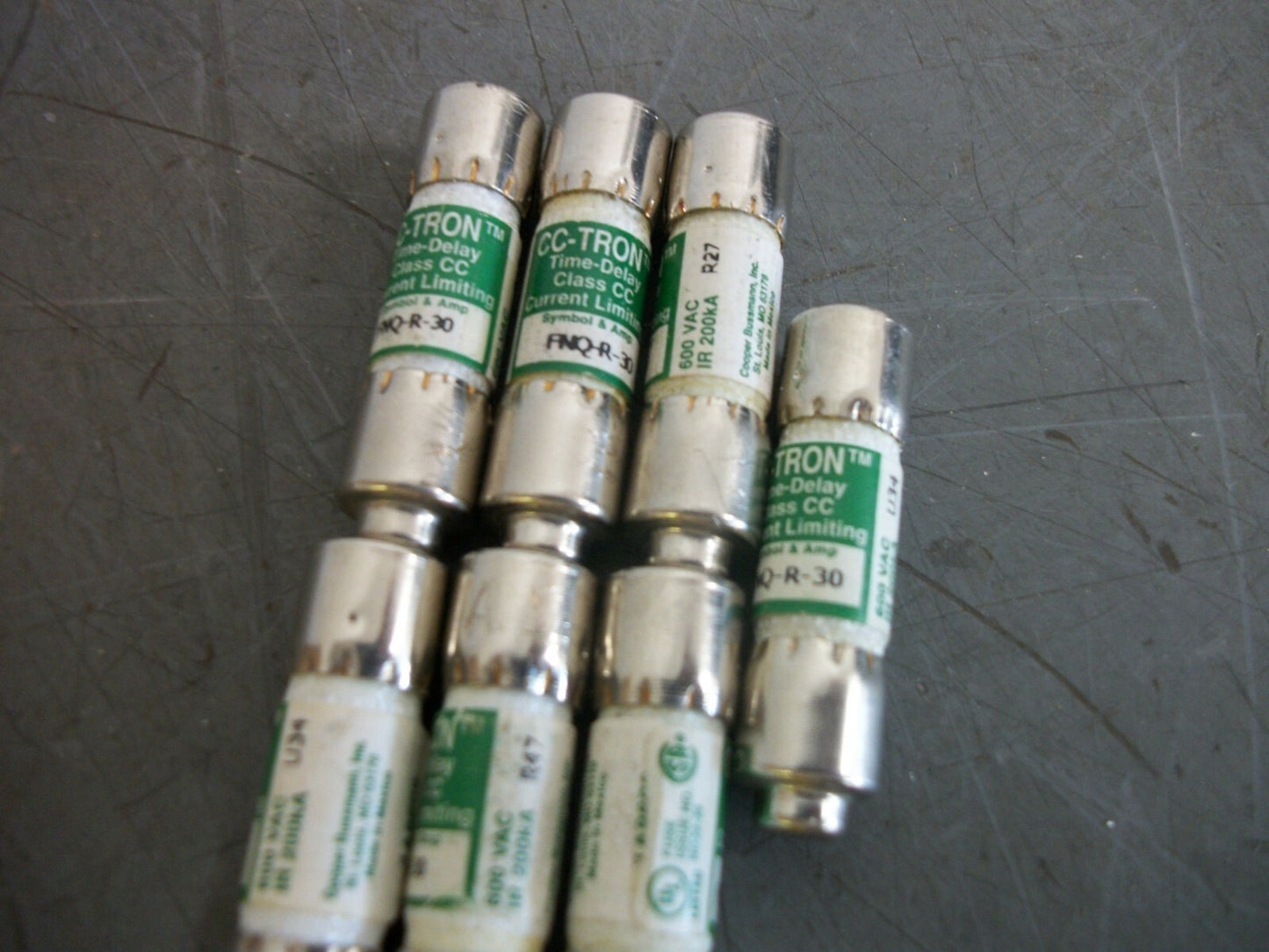 BUSSMANN LOT OF 7 CC-TRON FUSES FNQ-R-30 30AMP 600VOLT NOB