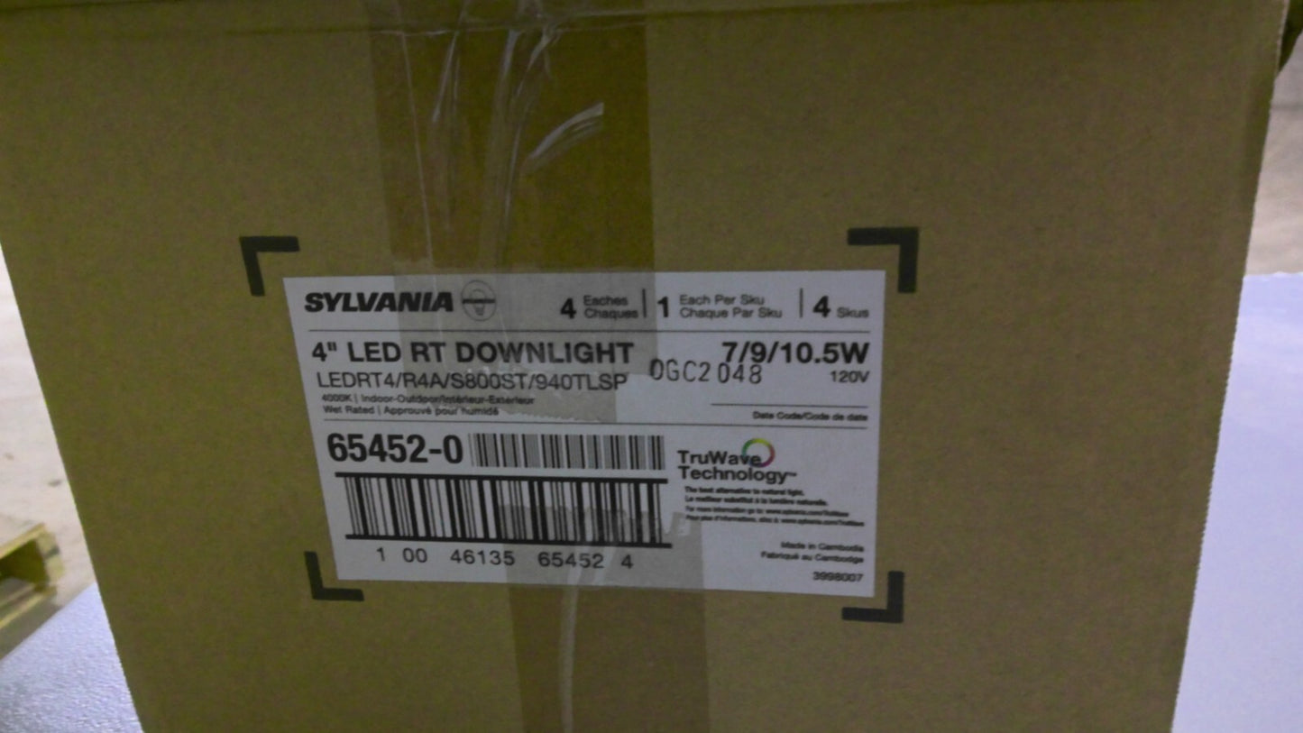 SYLVANIA 65452-0 BOX OF 4 4" LED RT DOWNLIGHTS LEDRT4/R4A/S800ST/940TLSP NIB