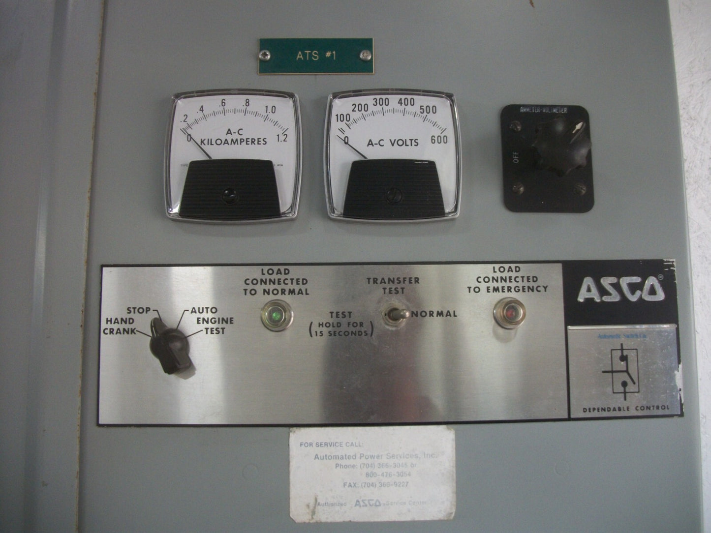 ASCO AUTOMATIC TRANSFER SWITCH CABINET C9403120099XC 1200AMP 480Y/277VOLT