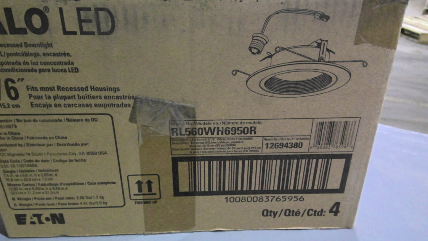 HALO 12694380 BOX OF 4 5"/6" LED RETROFIT RECESSED DOWNLIGHTS RL560WH6950R NIB