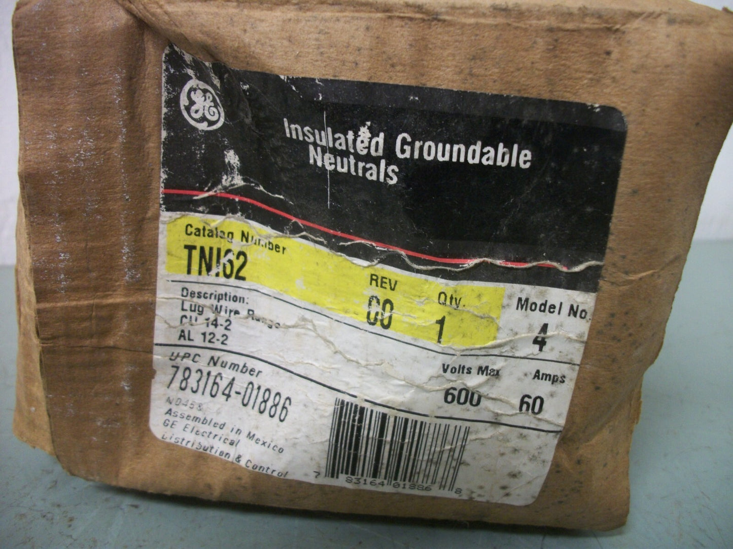 GE INSULATED GROUNDABLE NEUTRAL ASSEMBLY TNI62 60AMP 600VOLT NIB