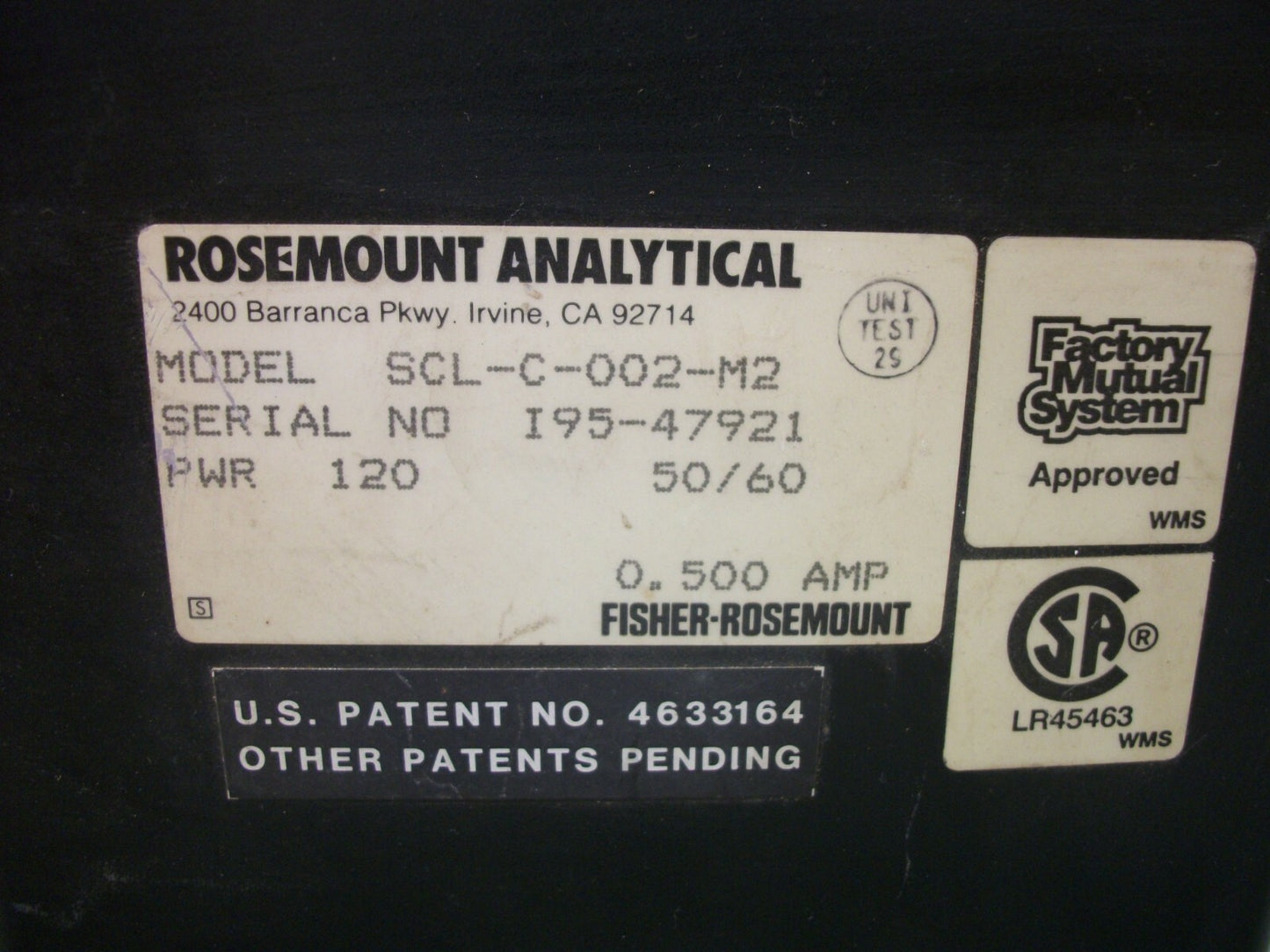 ROSEMOUNT ANALYTICAL WATER QUALITY ANALYZER SCL-C-002-M2