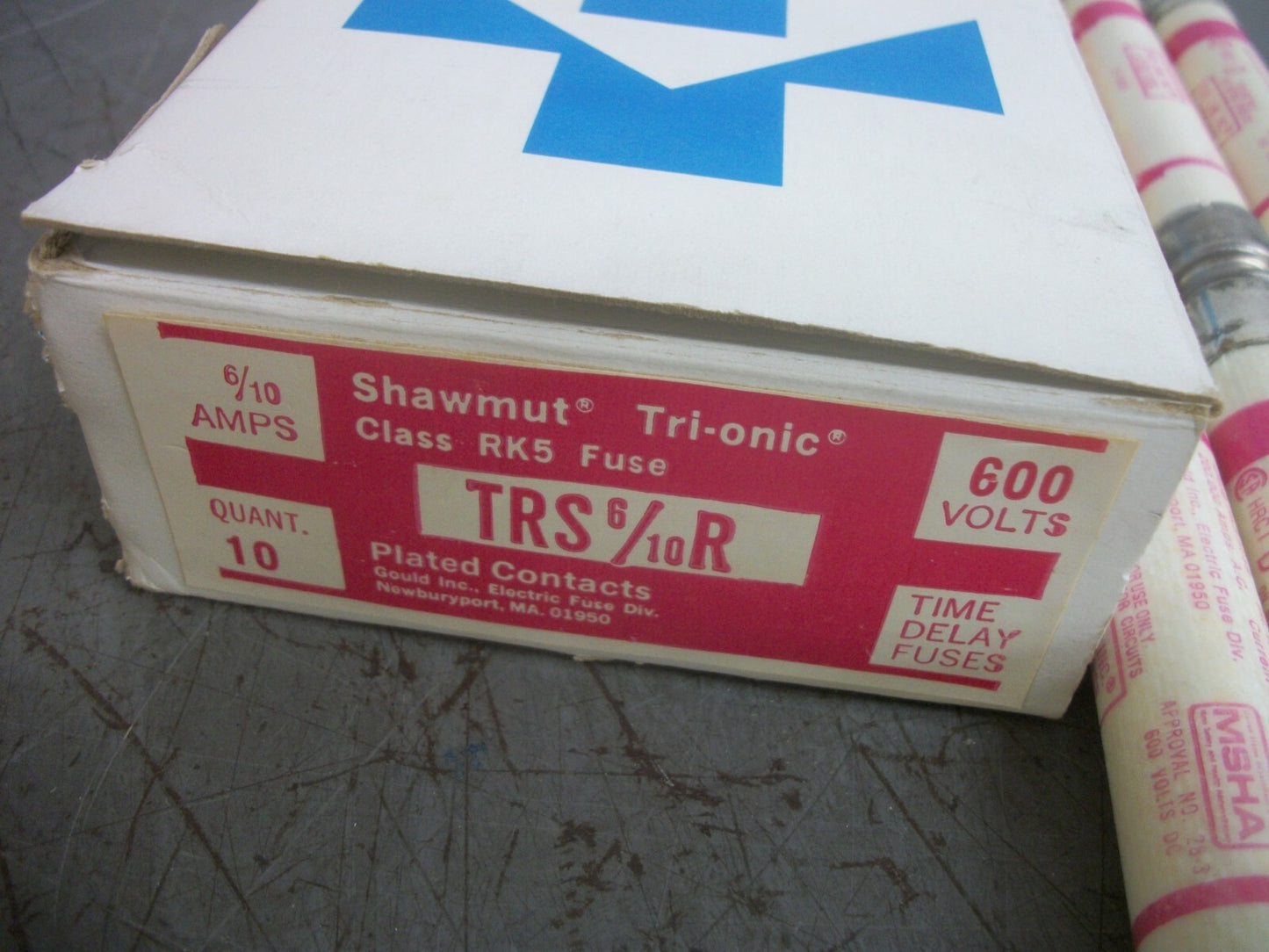 GOULD SHAWMUT BOX OF 6 TRI-ONIC FUSES TRS6/10R 6/10AMP 600VOLT NIB