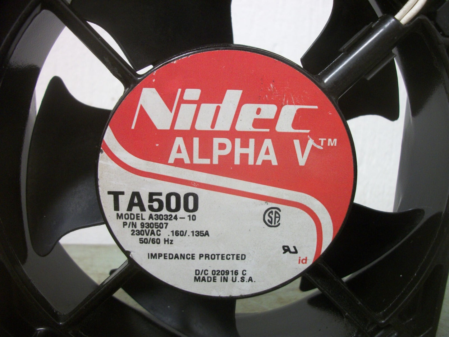 NIDEC ALPHA V TA500 AXIAL FAN A30324-10 930507 230VOLT .160/.135AMP