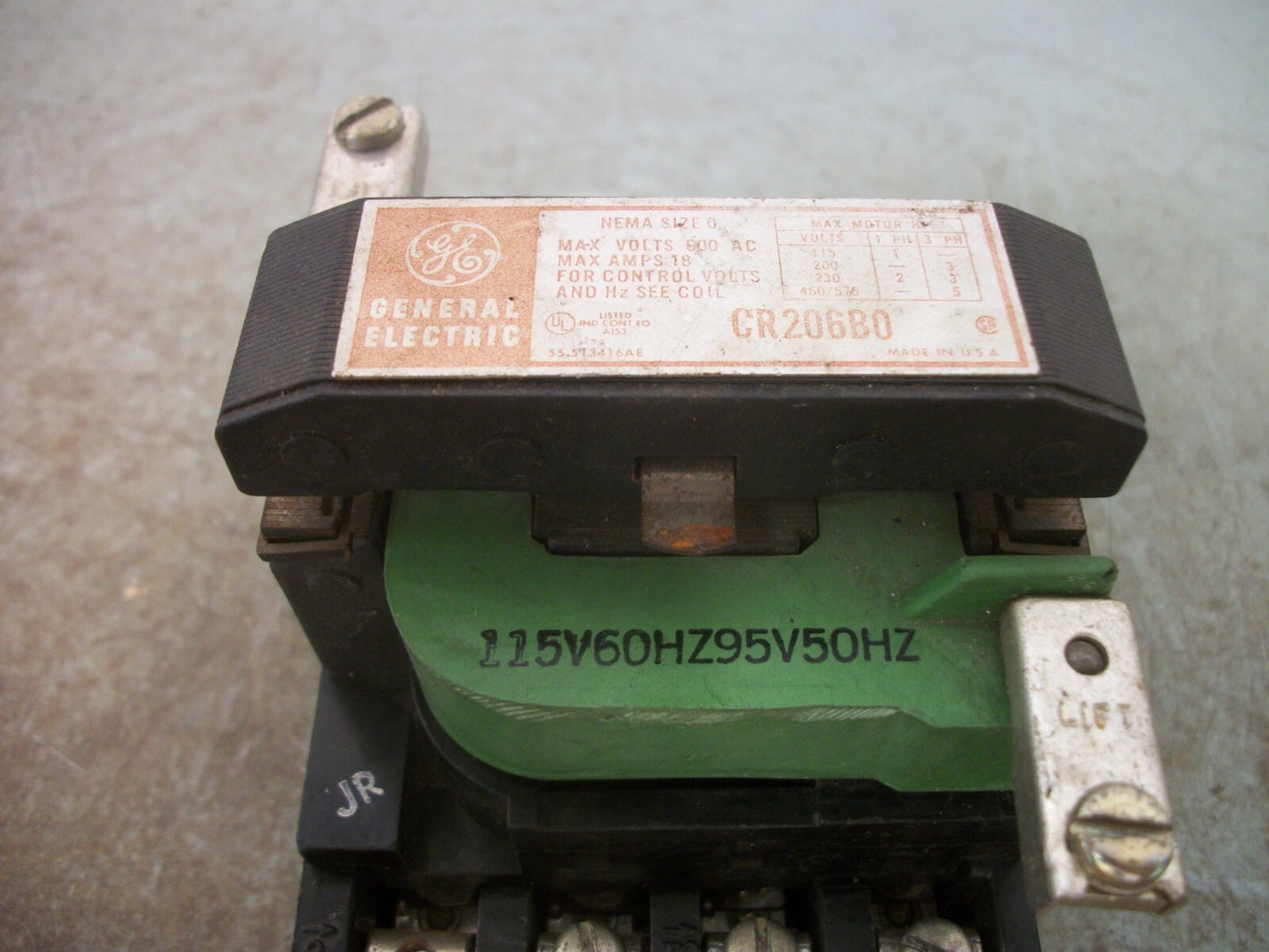 GE SIZE 0 CONTACTOR CR206B0 18AMP 115VCOIL 3PH 600V 5HP