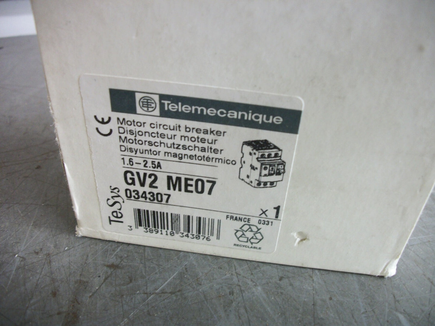 TELEMECANIQUE MOTOR CIRCUIT BREAKER GV2ME07 1.6-2.5AMP NIB