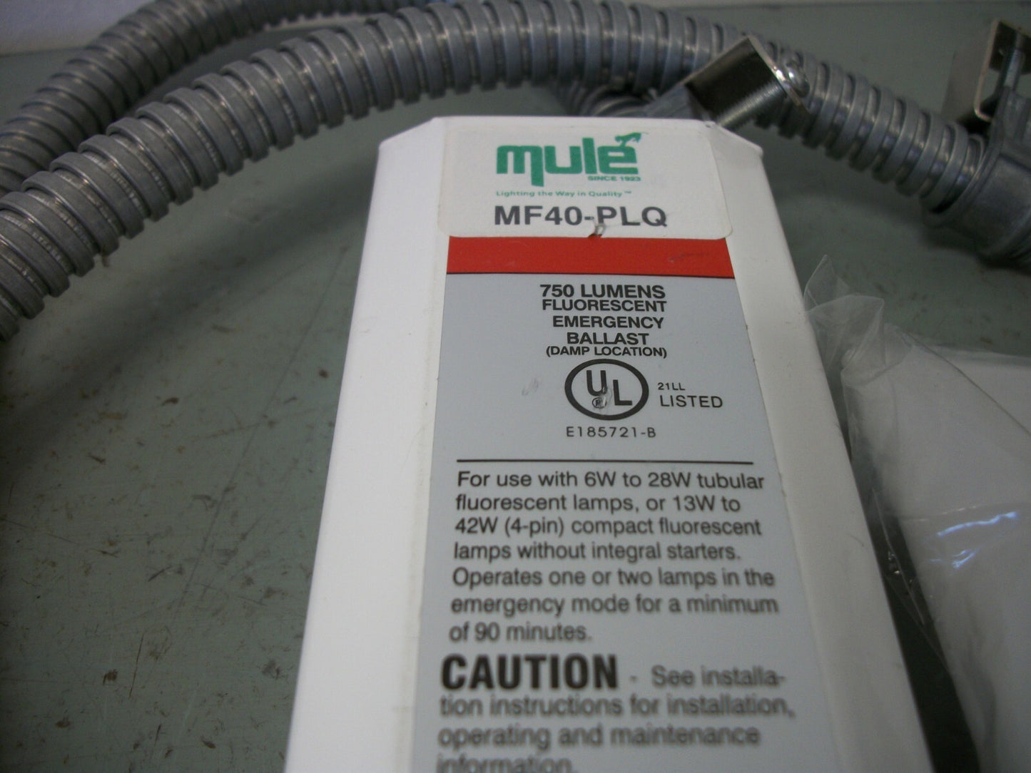 MULE 750 LUMENS FLUORESCENT EMERGENCY BALLAST MF40-PLQ 3.8W 270mA NOB