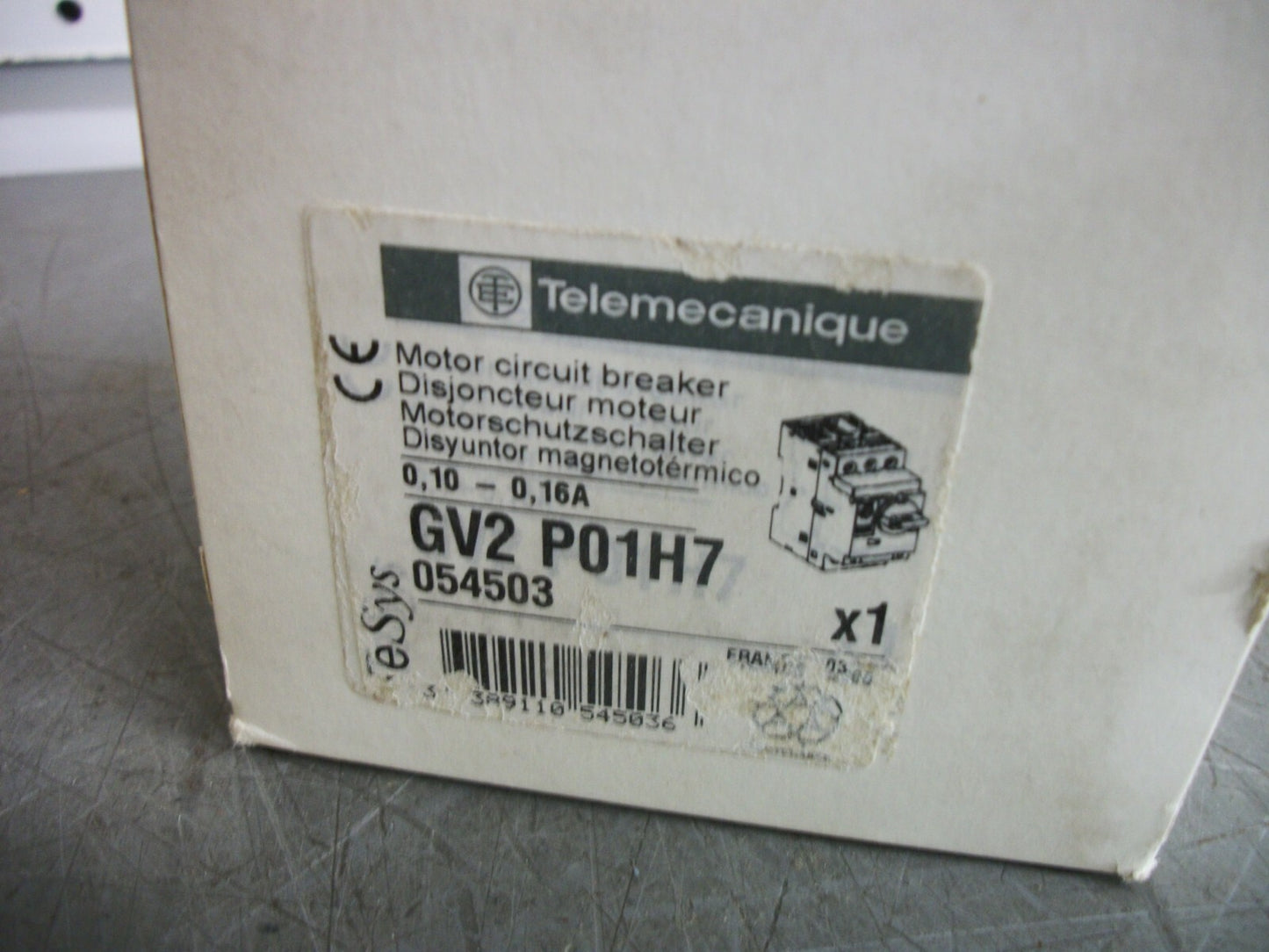 TELEMECANIQUE MOTOR CIRCUIT BREAKER GV2P01H7 0.10-0.16AMP NIB