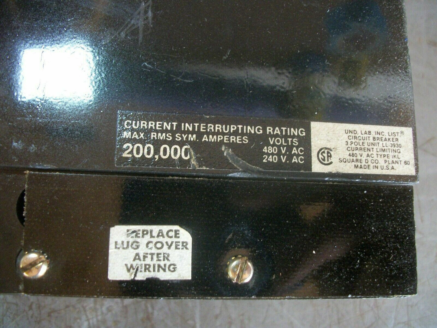 SQUARE D IKL CIRCUIT BREAKER IKL34125 125AMP 480VOLT 3POLE BLACK