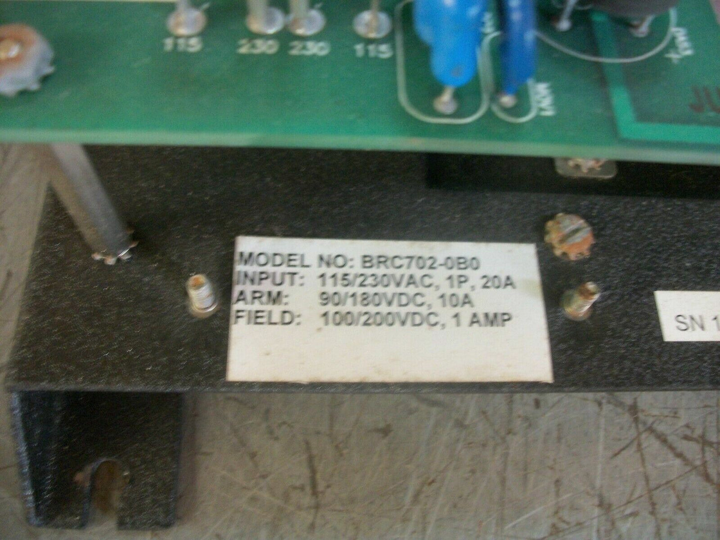 CAROTRON DC DRIVE BRC702-0B0 ARM 90/180VDC 10AMP FIELD 100/200VDC 1AMP