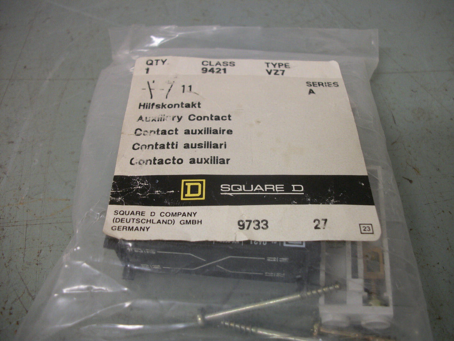 SQUARE D AUXILIARY CONTACT 9421VZ7 NEW