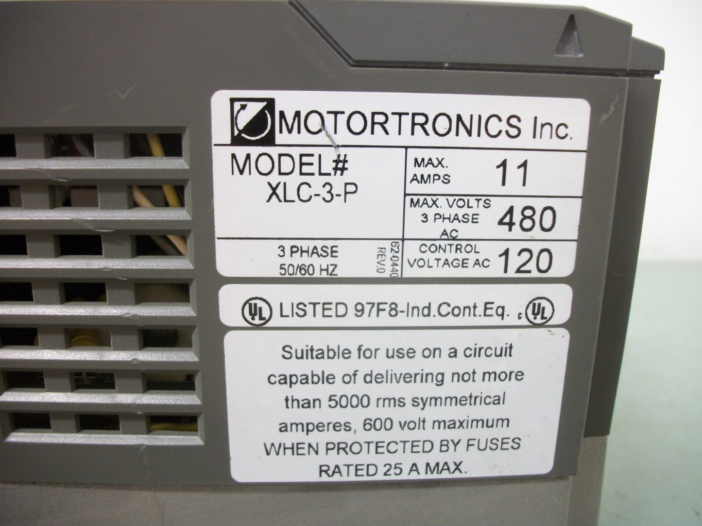 MOTORTRONICS XL SOLID STATE SOFT START DRIVE XLC-3-P 480VOLT 11AMP 3PH NOB