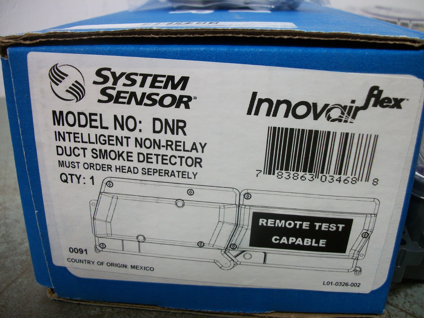 SYSTEM SENSOR INNOVAIR FLEX INTELLIGENT NON-RELAY DUCT SMOKE DETECTOR DNR NIB