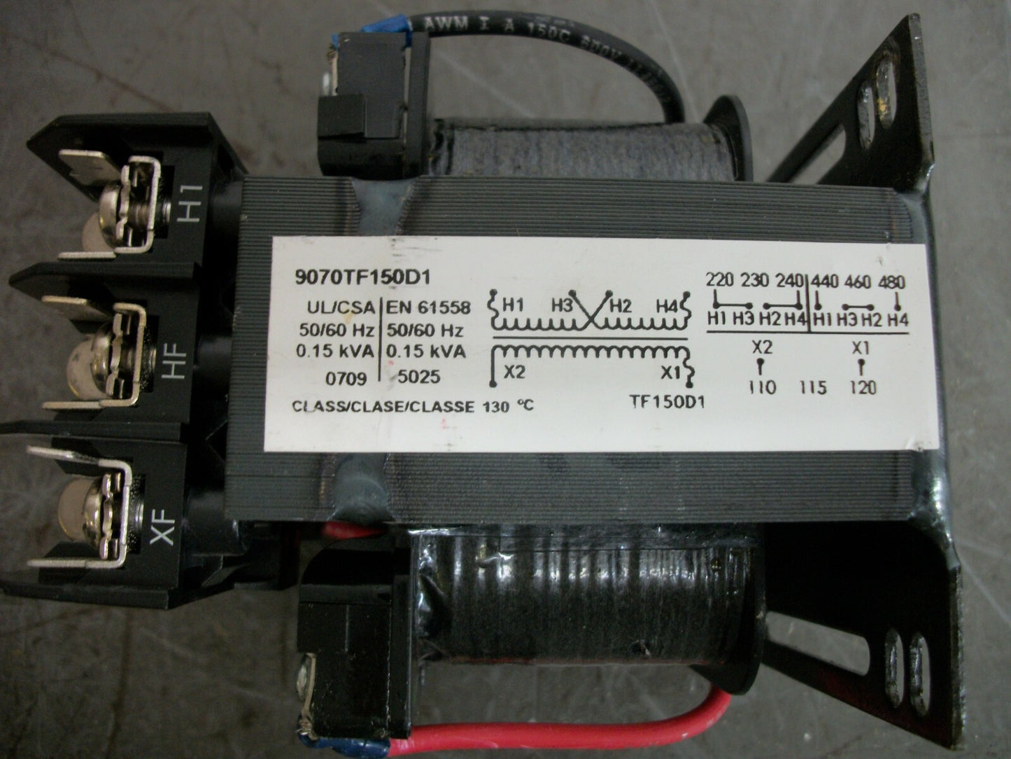 SQUARE D 0.15KVA 1PH TRANSFORMER 9070TF150D1 HV 220X480 LV 110/120