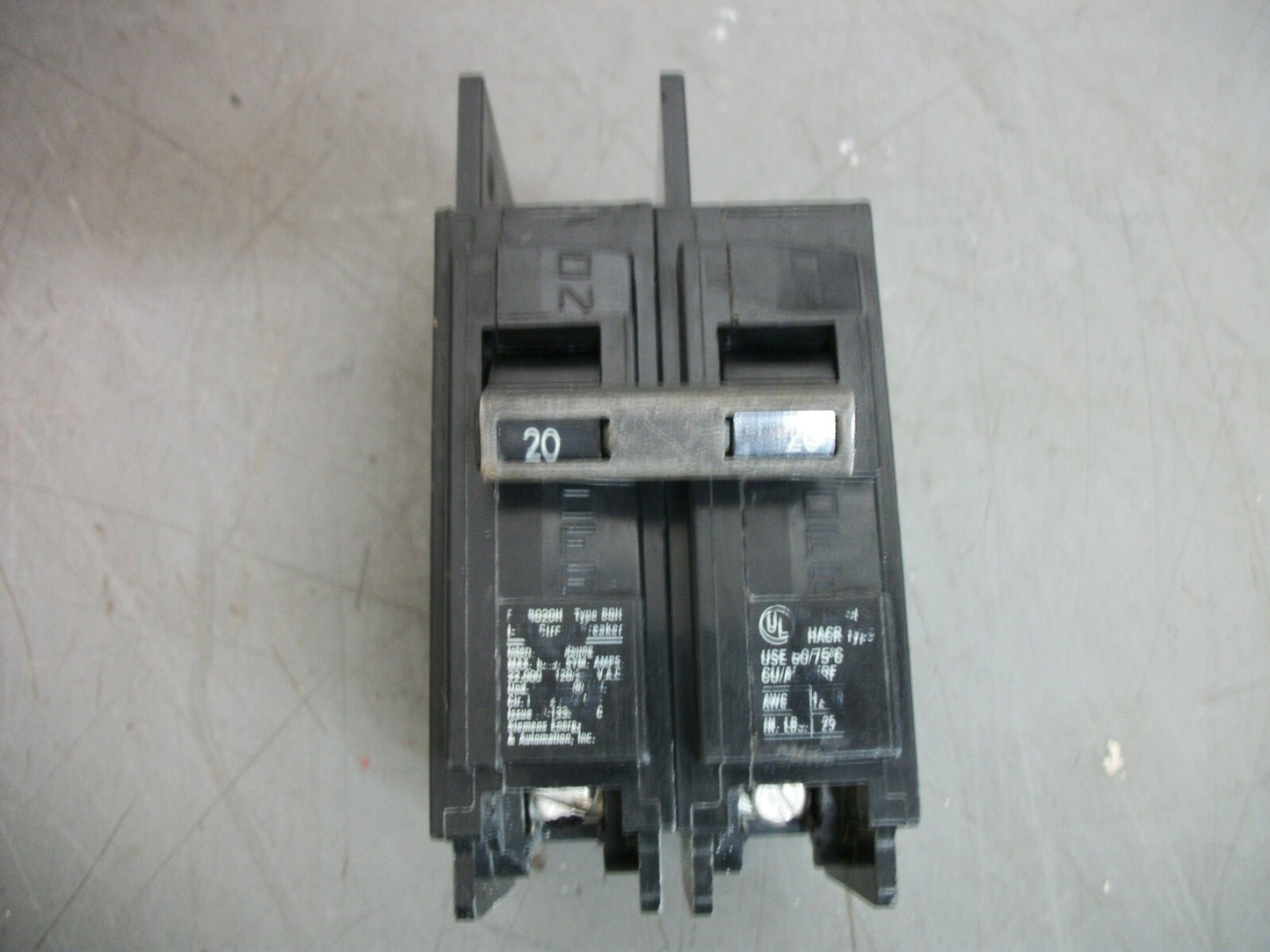 SIEMENS BQH CIRCUIT BREAKER BQ2B020H 20AMP 240VOLT 2POLE