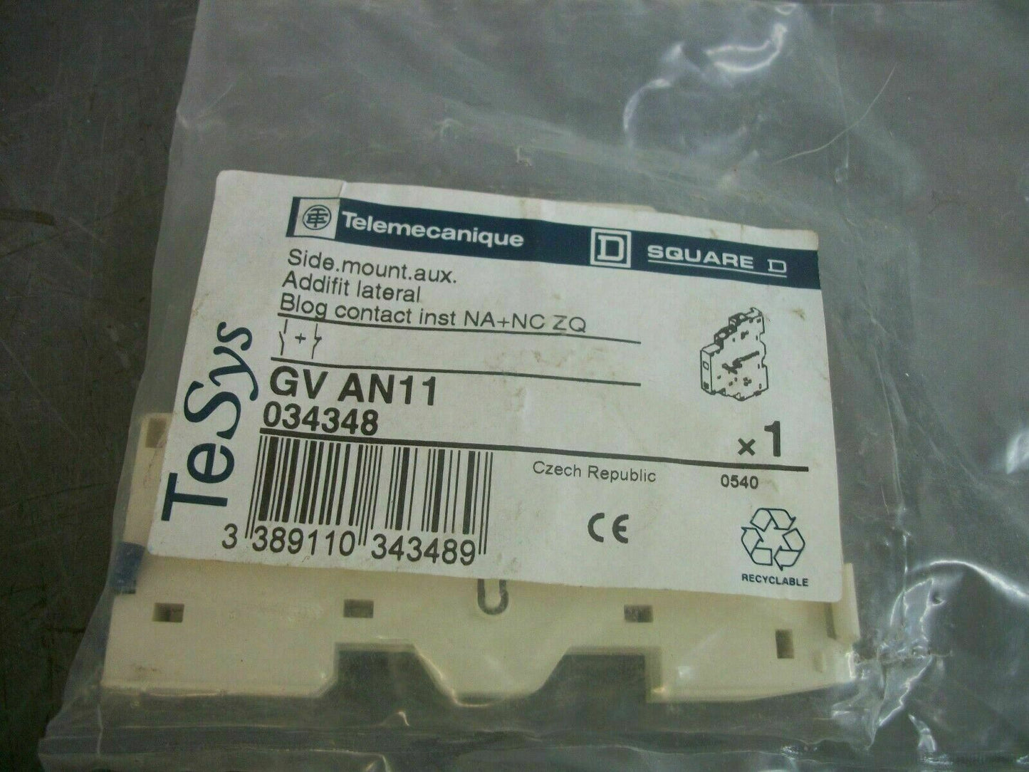 TELEMECANIQUE 1N.O. 1N.C. SIDE MOUNT AUXILIARY CONTACT GV-AN11 NEW