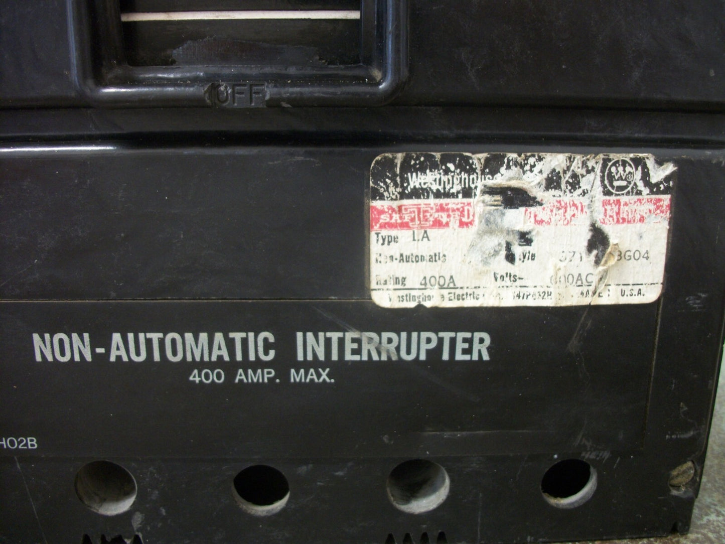 WESTINGHOUSE LA CIRCUIT BREAKER LA3400FSN 400AMP 600VOLT 3POLE