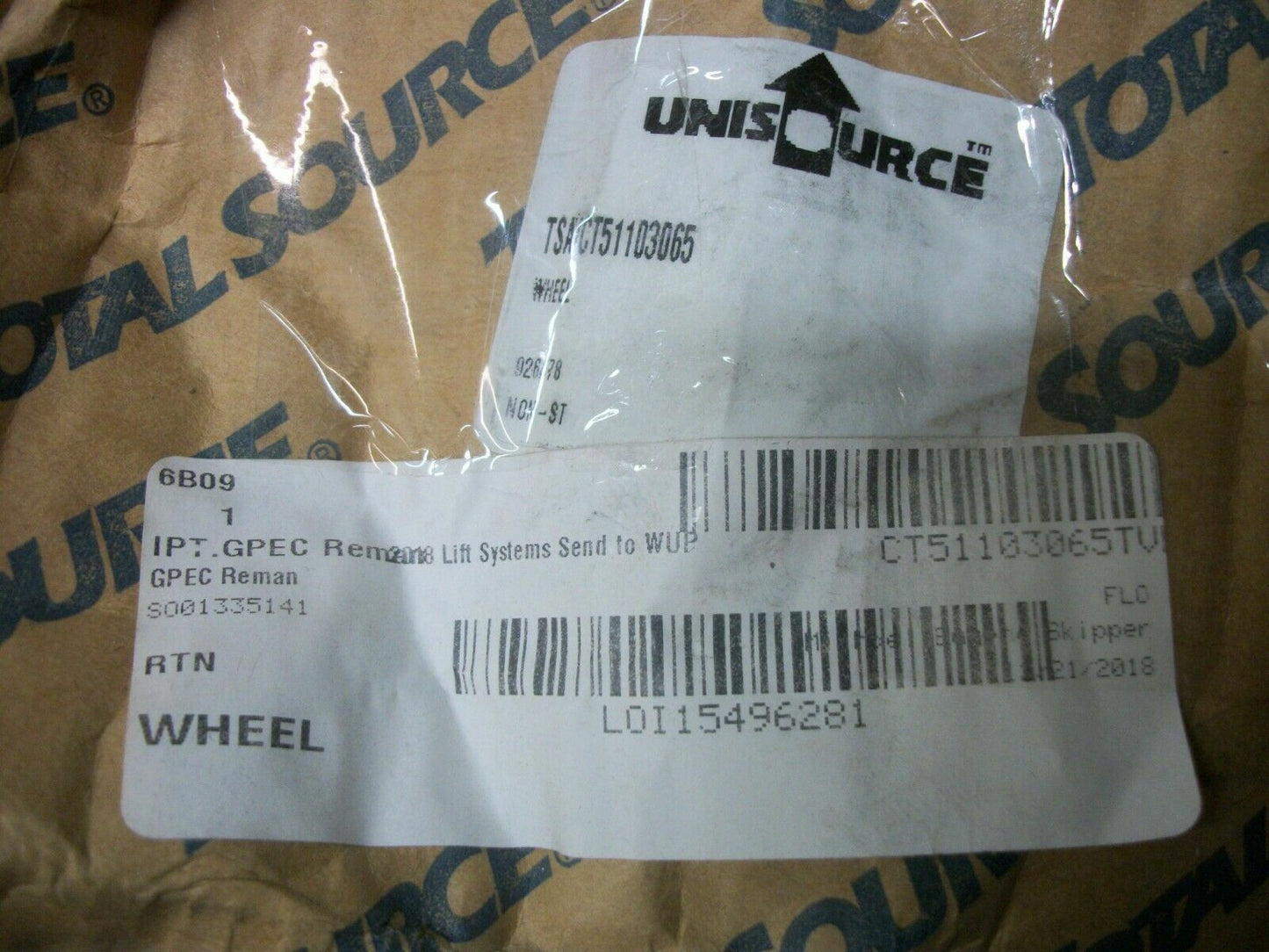 TOTAL SOURCE FORK LIFT WHEEL/TIRE 926478 NIB