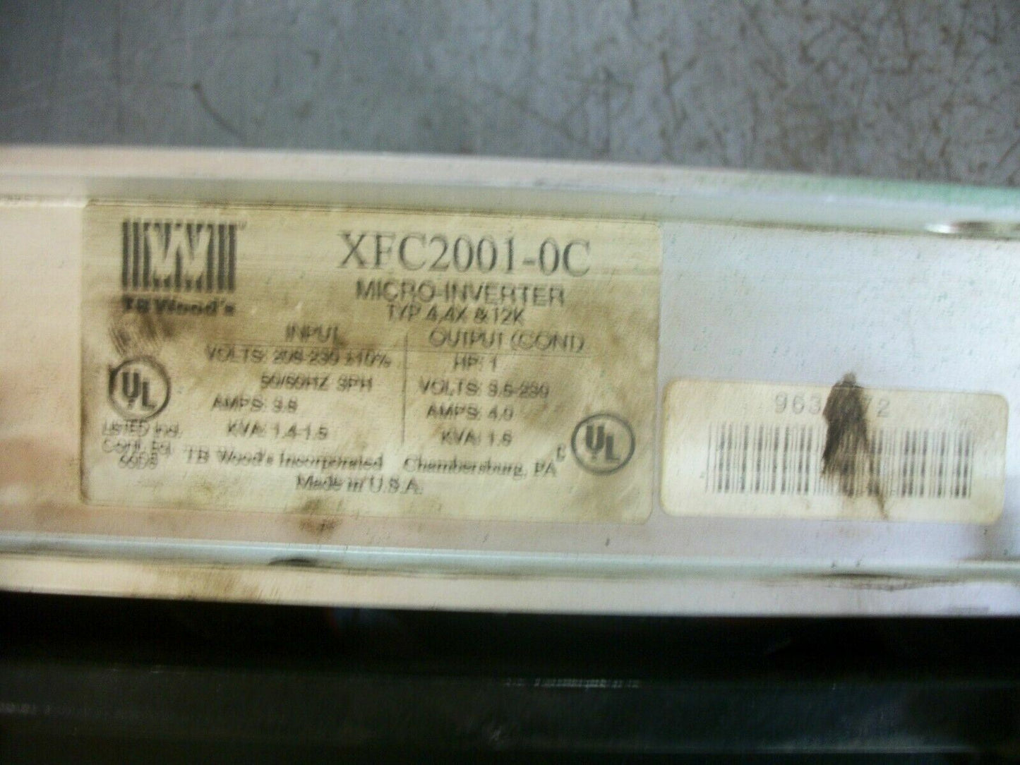 TB WOOD'S E-TRAC 1HP AC MICRO-INVERTER DRIVE XFC2001-0C 230VOLT 4AMP 1.6KVA