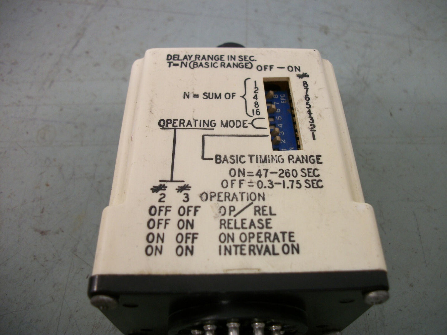 GUARDIAN ELECTRIC TIME DELAY RELAY PET 1481 ON=47-260SEC OFF=0.3-1.75SEC 120VOLT