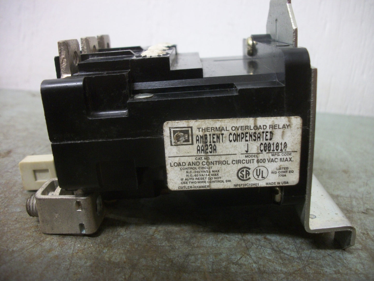 CUTLER-HAMMER THERMAL OVERLOAD RELAY FOR SIZE 2 AA23A NOB