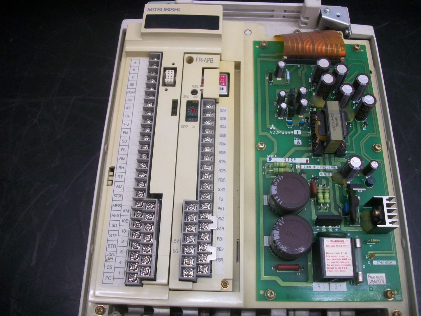 MITSUBISHI FREQROL A200 20HP INVERTER DRIVE FR-A220-11K-TF2 230VOLT 54AMP 3PH