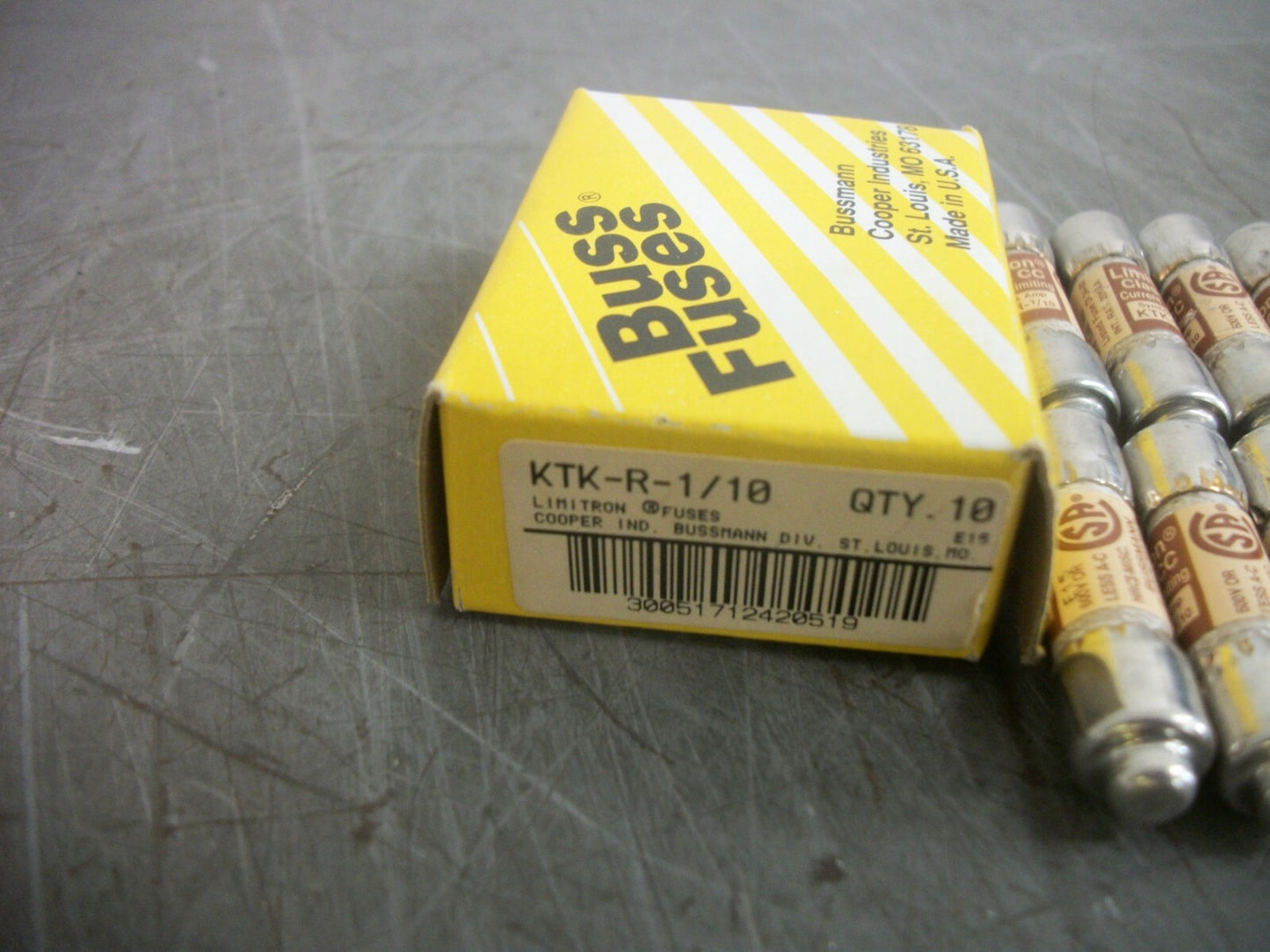 BUSSMANN BOX OF 10 LIMITRON FUSES KTK-R-1/10 1/10AMP 600VOLT NIB