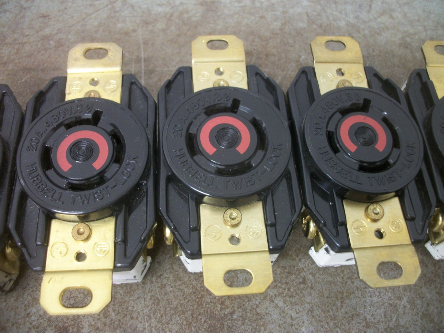 HUBBELL LOT OF 5 TWIST-LOCK RECEPTACLES HBL2430 20AMP 480VOLT 3PH 3P 4W